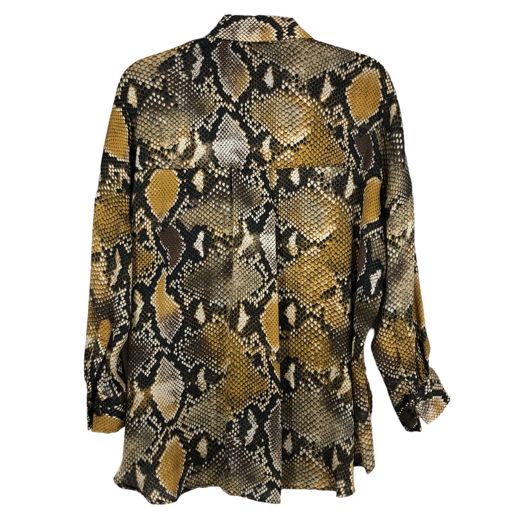 Zara Python Snake Print Button Up Tunic Blouse To… - image 2